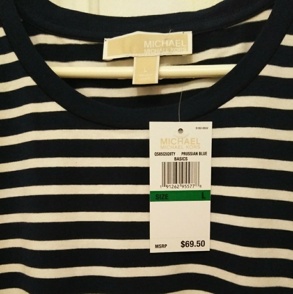 Michael Kors Blue and White Striped shirt NWT - Picture 5 of 6